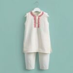 Kids Boys Cotton Sleeveless Kurta Set With Shorts