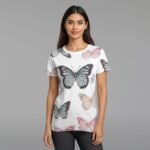 Half Sleeve Jersey Microfiber Butterfly Printed T-Shirt For Women & Girls