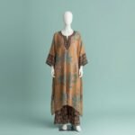 Kaftan Block Work Premium Quality Double Georgette 2 Layer Dress For Women
