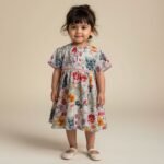Multicolor Print Chinese Linen Baby Girls Frock