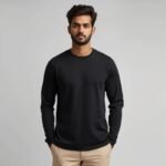 Black Polyester Full Sleeve T-Shirt For Men