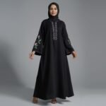 Water Lily Embroidery Borkha For Women