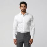 White Cotton Long Sleeve Formal Shirt For Men