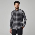 New Smart Looking Trendy Cotton Black & White Check Oxford Long Sleeve Casual Shirt For Men